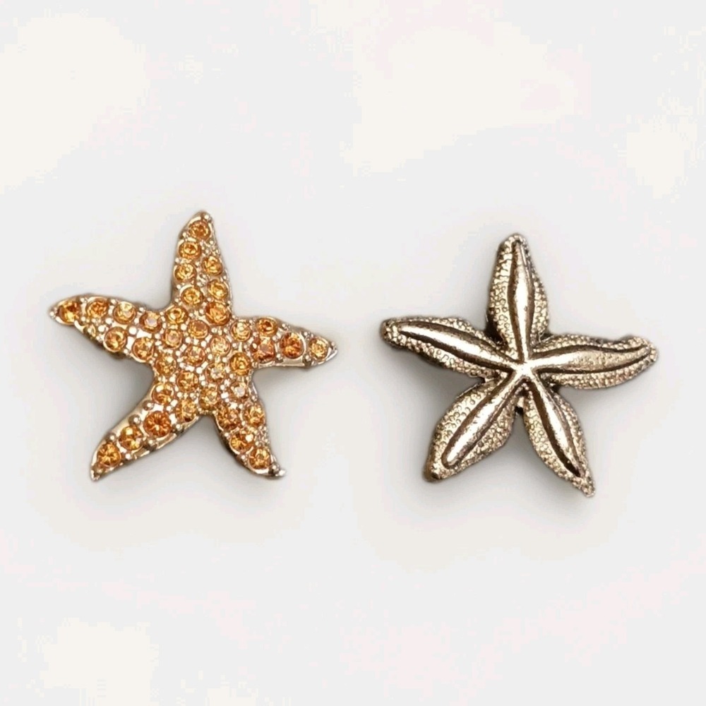 Vintage Lot Of 2 Textured Starfish Ocean Coastal Sea Life Beach Hat Lapel Pin